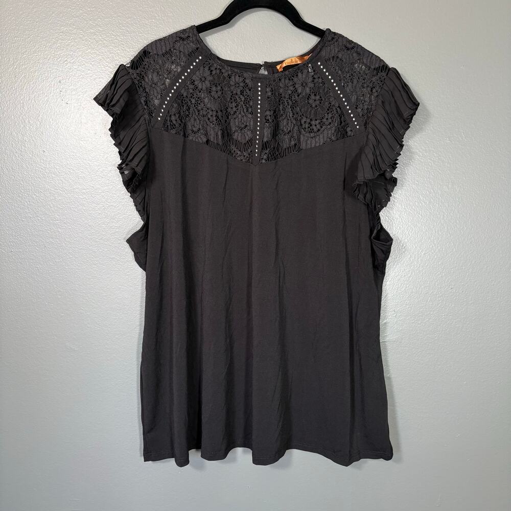 Belldini Black Lace Boho Goth Romantic Sleeeless Top - 2X - Women's Plus Size
